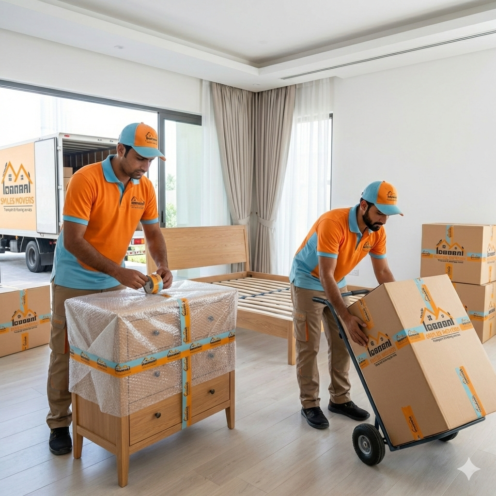 Smile Movers closed truck ready for a Dubai relocation